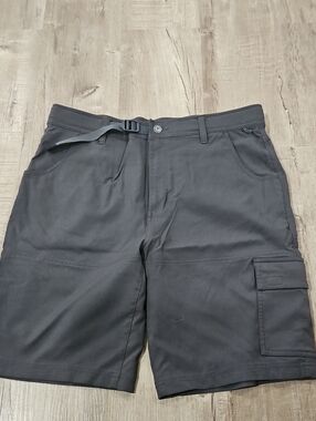 Gerry Men's Cargo Shorts with Integrated Belt - Charcoal. Dark Brown. Size 36